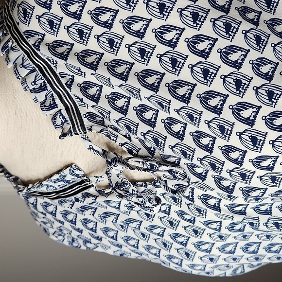 TALBOTS Blue White Birdcage Print Top Size MP - Picture 3 of 11